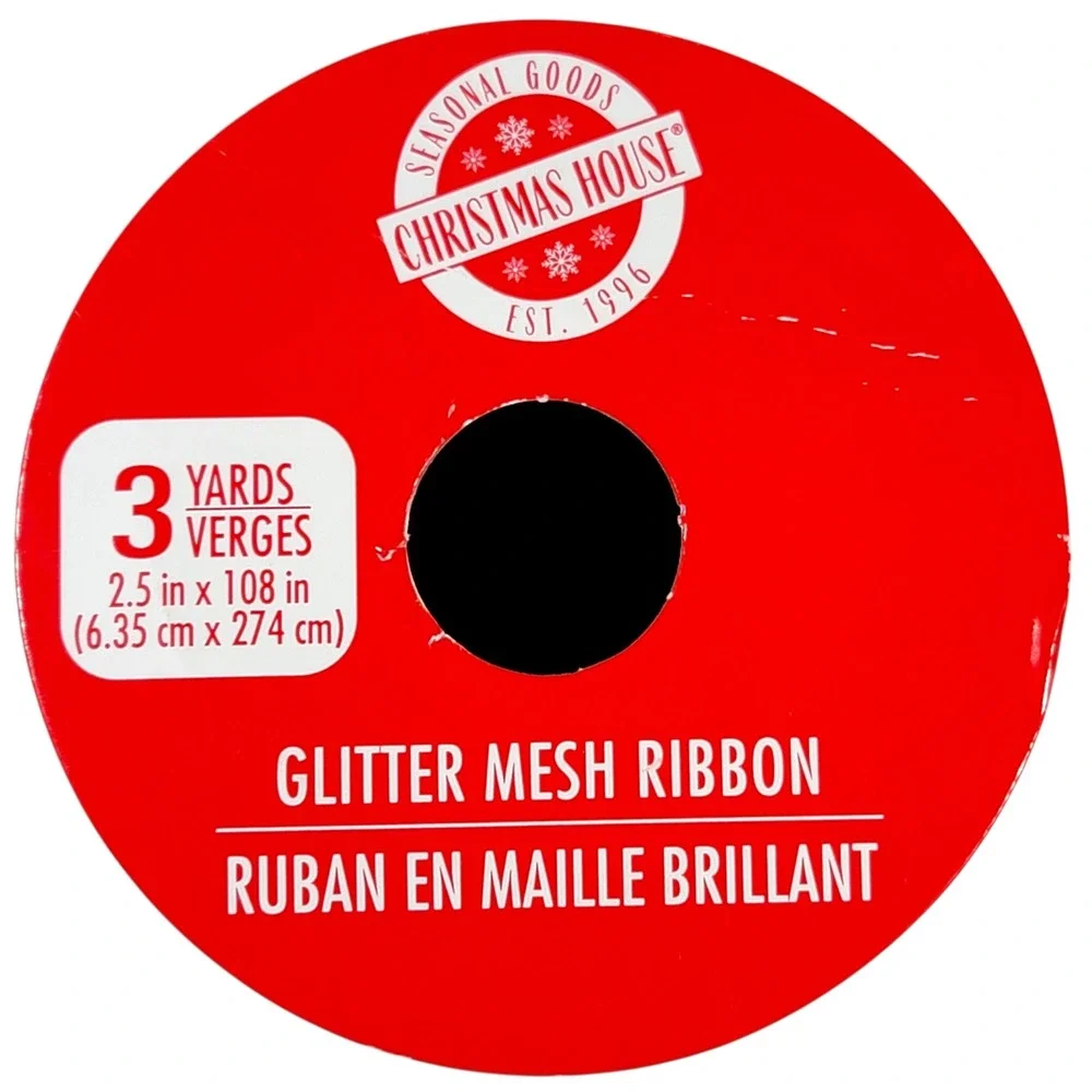 Red Glitter Mesh Ribbon 2.5